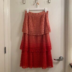 Anthropologie Pink Tiered Skirt